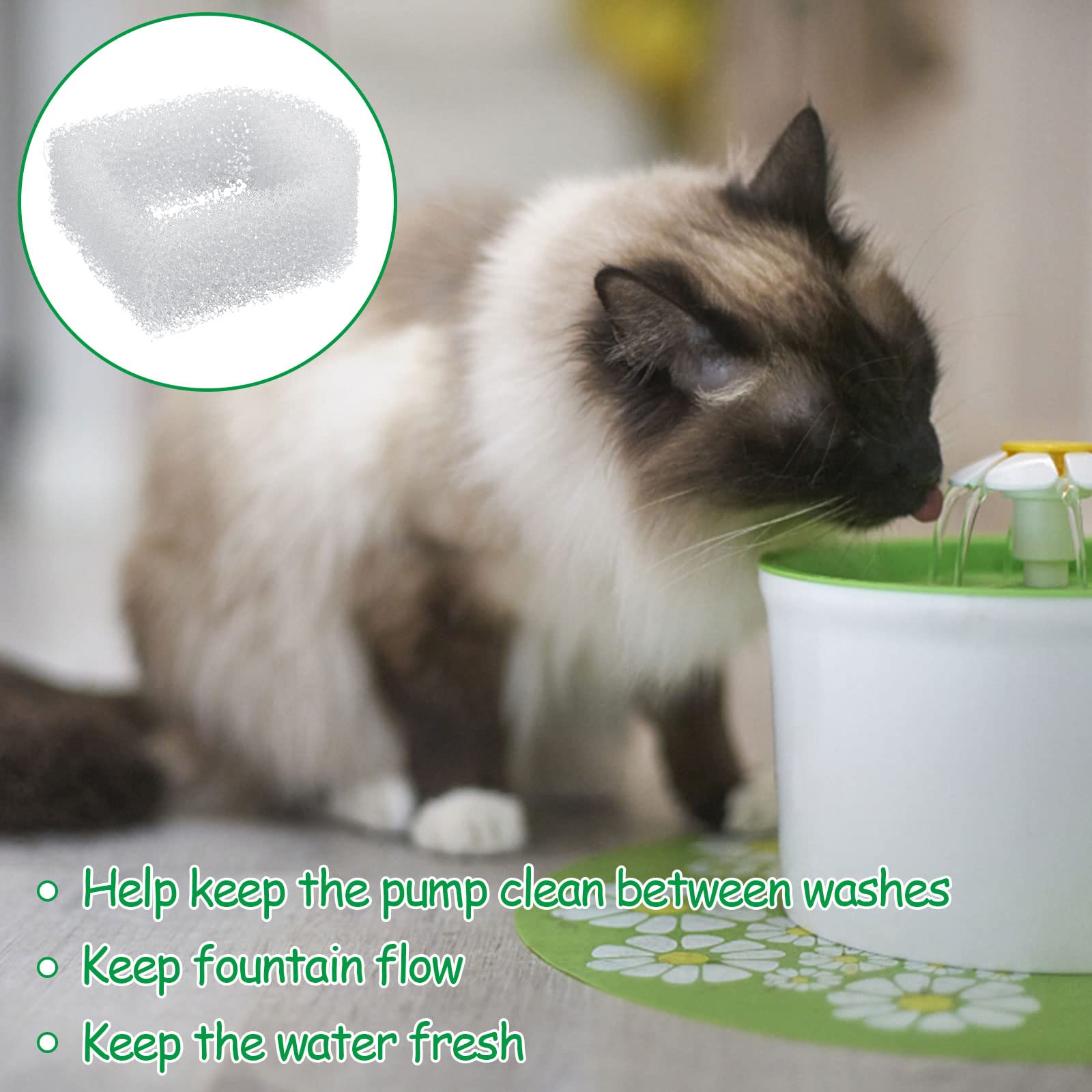 30 filtros de espuma de repuesto para fuente de mascotas, filtro de espuma de prefiltro de esponja de agua potable, compatible con fuentes de cerámica Drinkwell y acero inoxidable 360 para mascotas,