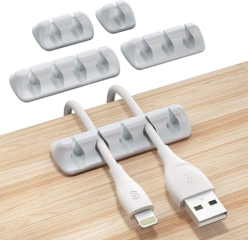 Vista 15 de Syncwire Clips transparentes para cables, organizador de cables autoadhesivo, para el hogar, oficina, cubículo, coche, mesita de noche, accesorios