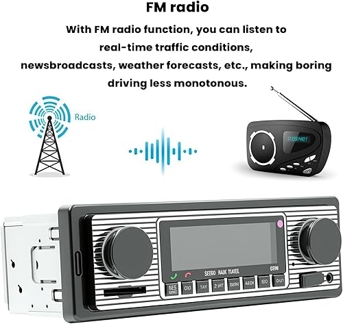 Miniatura 3 de Estéreo clásico para automóvil con Bluetooth, llamadas manos libres y control de voz, radio FM, reproductor de MP3, puerto USBSDAUX, carga rápida,