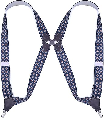 2 Clips Mens Suspenders X-Back Clip-On Elastic Braces 1.4Trucker Style Work Suspender for Big and Tall