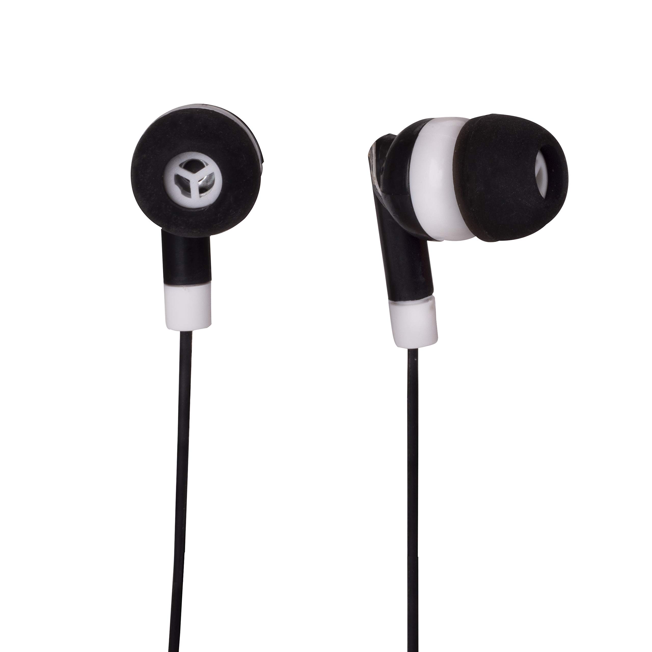 Confezione da 100 auricolari sfusi | Auricolari di base, cuffie Dot, auricolari in-ear neri, cuffie usa e getta, jack audio da 3,5 mm, auricolari stereo per scuole, bambini, aule e biblioteche