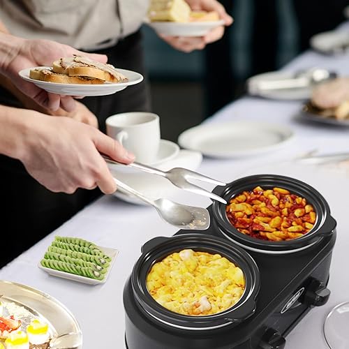 Miniatura 8 de Sunvivi Horno asador y olla de cocción lenta, asador de pavo de 24 cuartos de galón con función única de descongelación/calor, rojo, mini servidor