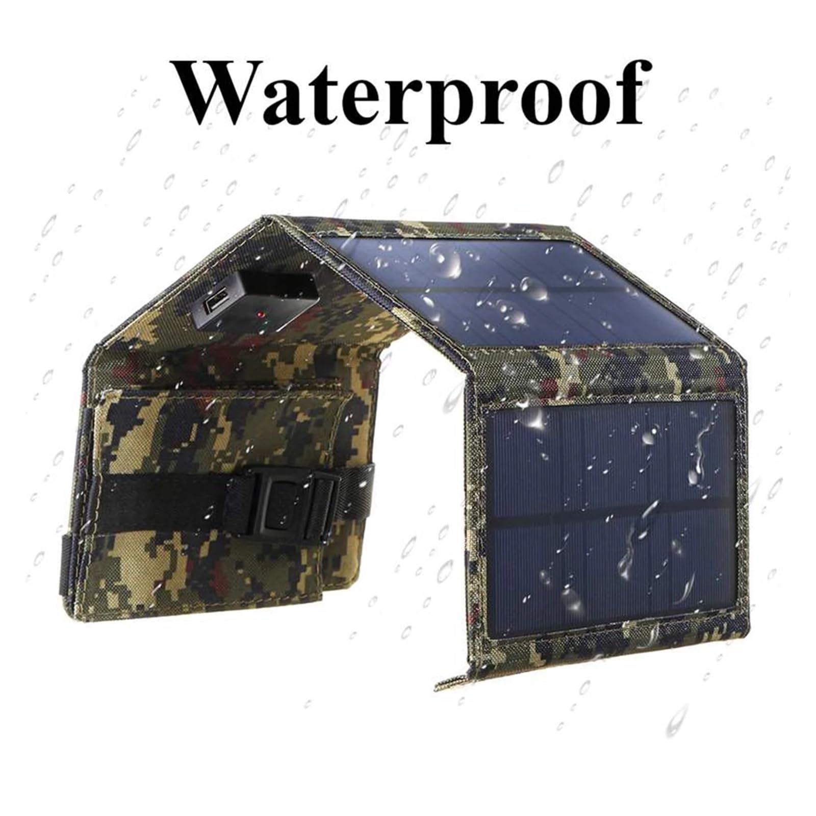 Pannello Solare Pieghevole, 2pcs Caricatore USB Solare Pieghevole Impermeabile con Moschettone,per casa, Campeggio(Camouflage)