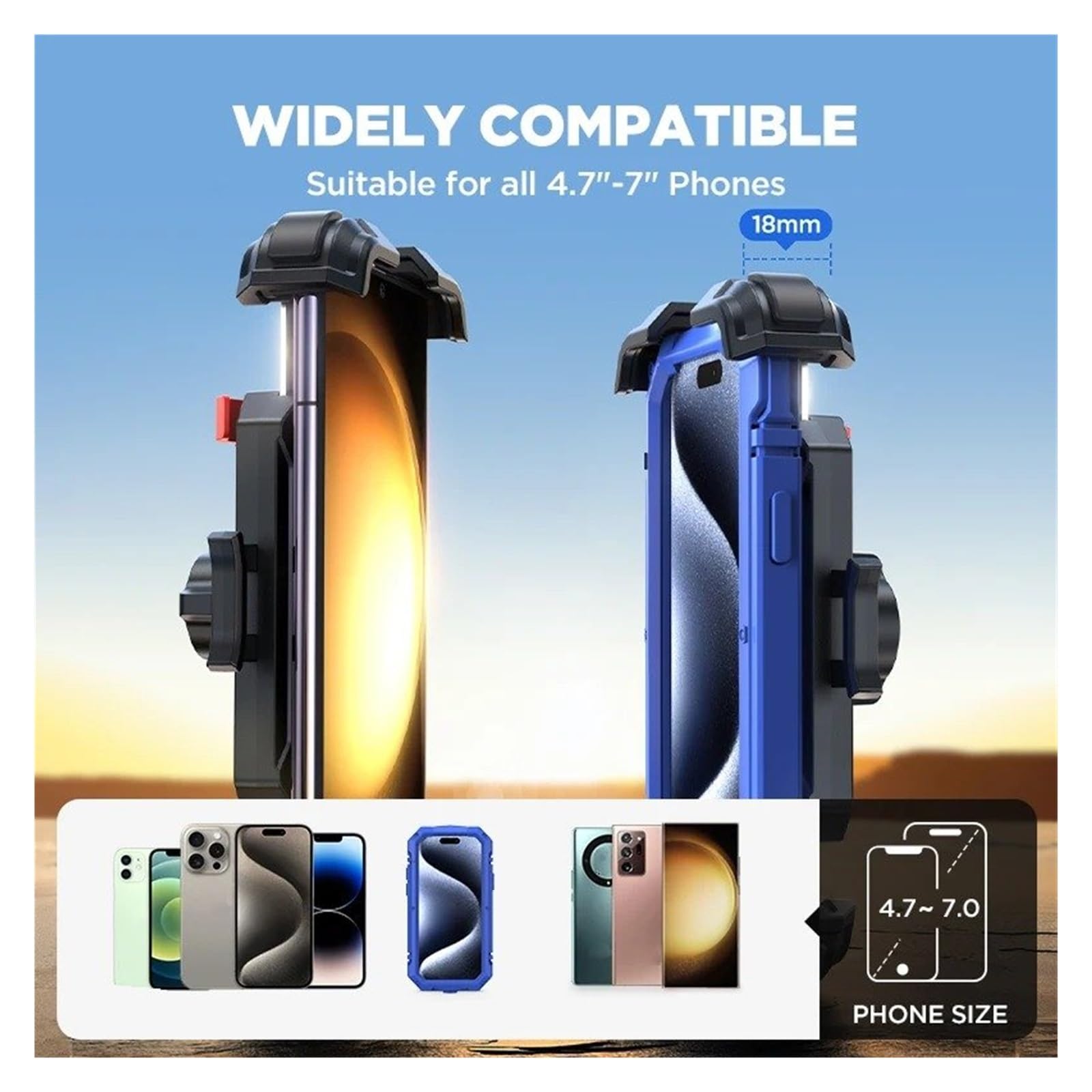 Support GPS Moto Support Téléphone pour Vélo 4,7 À Pouces Nouvelle Tige Direction en Métal Améliorée 1s Verrouillage Automatique Fixation Guidon Moto