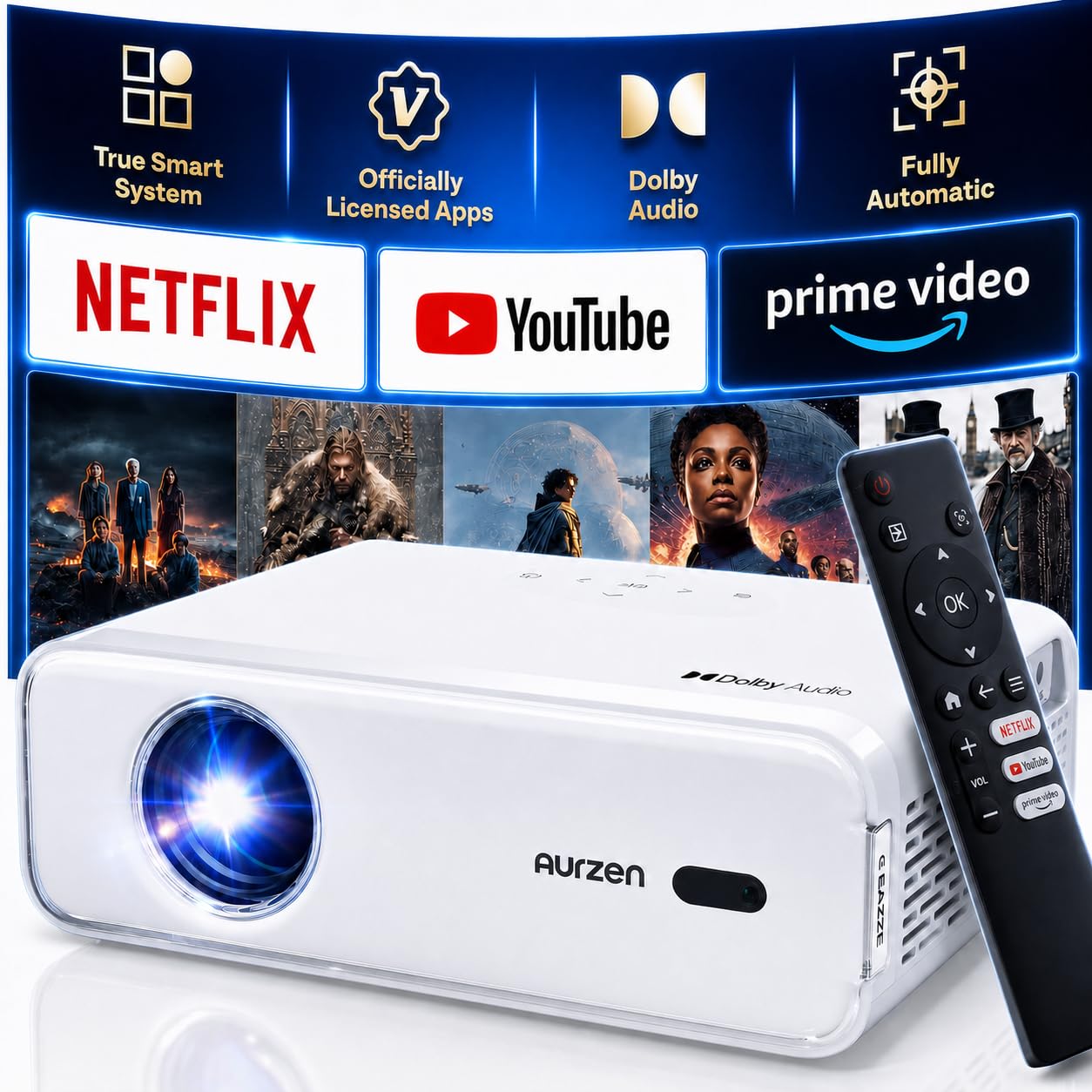 Amazon.co.jp: Aurzen プロジェクター 家庭用 小型【2025新進化