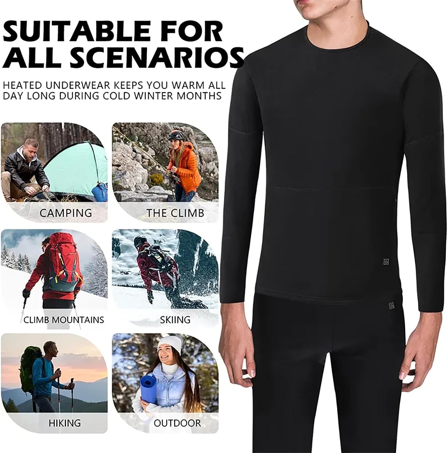 22 Areas Heated Underwear Suit Winter Outdoor Sports Men Electric Thermal Base Layer Warm Soft Shirt and Pants