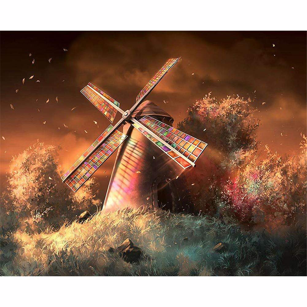Broderie diamant salon grand moulin circulaire zen 60x80cm