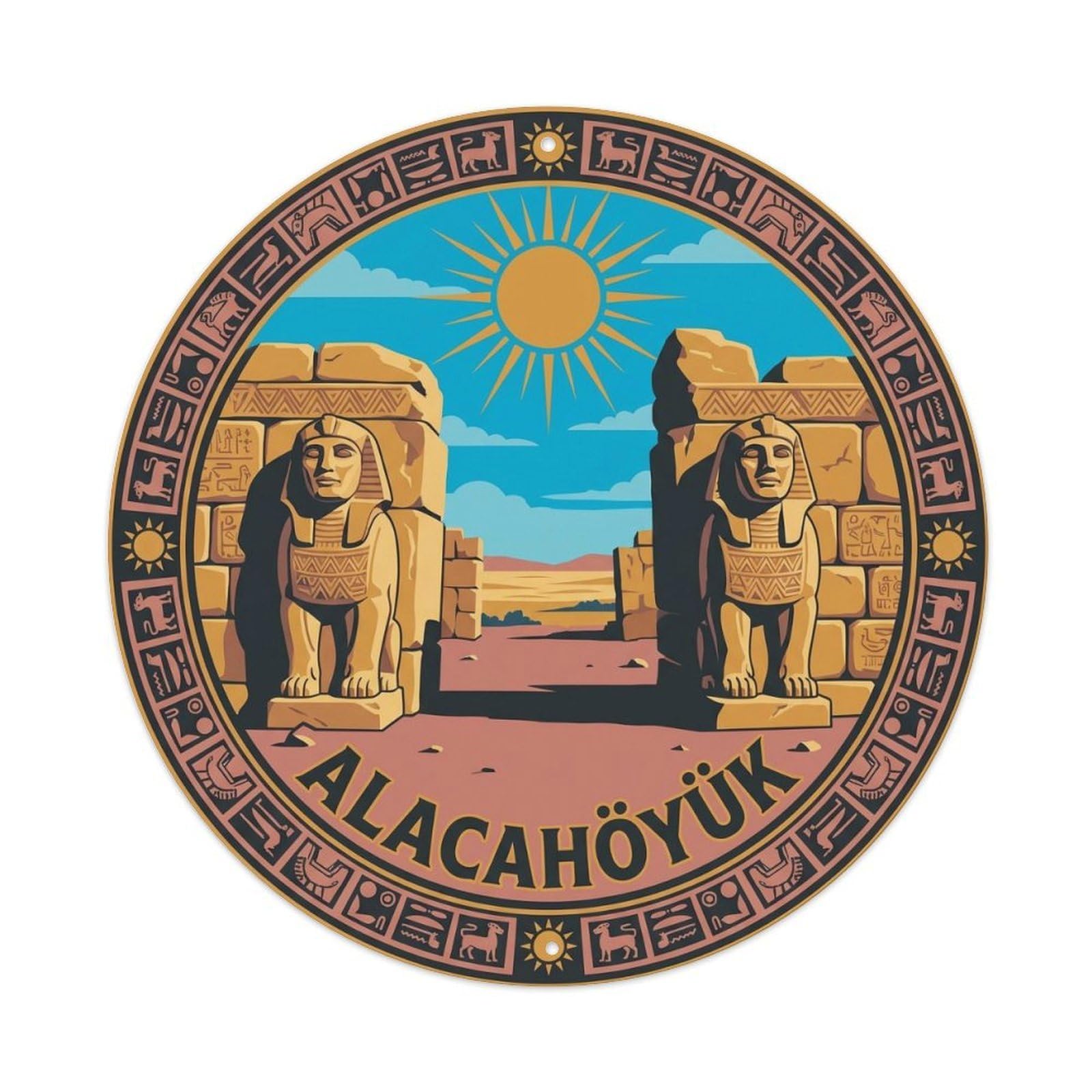 Alacahoyuk Hittite Sphinx Ancient Relief Travel Metal Tin Sign