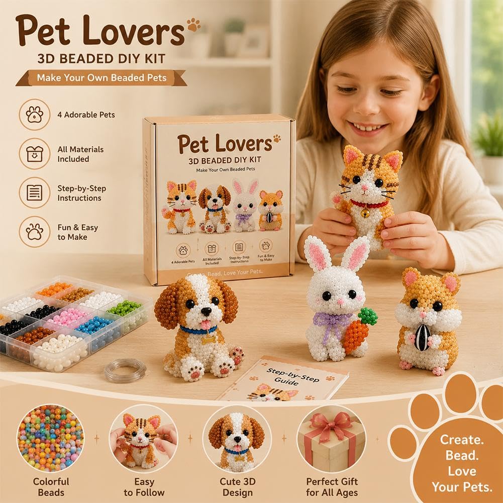 Nudorpn Kralendieren DIY-set – Maak 3D Dierfiguren, Stap-voor-stap, Voor Beginners En Gevorderden, Cadeau Voor Knutselfans