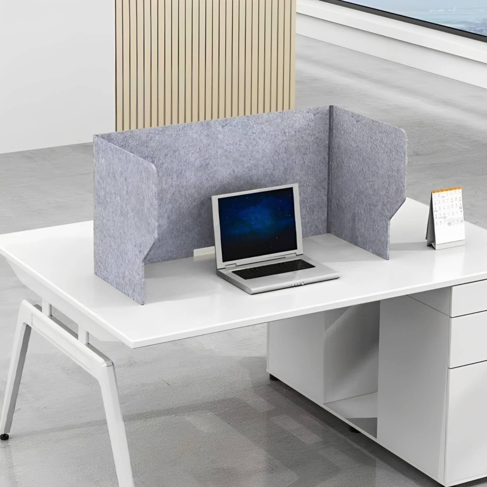 Gralara Pannello Fonoassorbente da Scrivania Leggero Pannello Divisorio da Tavolo Parasole Barriera Scrivania Pieghevole per Impiegati, Ufficio, 80CM, 3 Lati+4 Clip