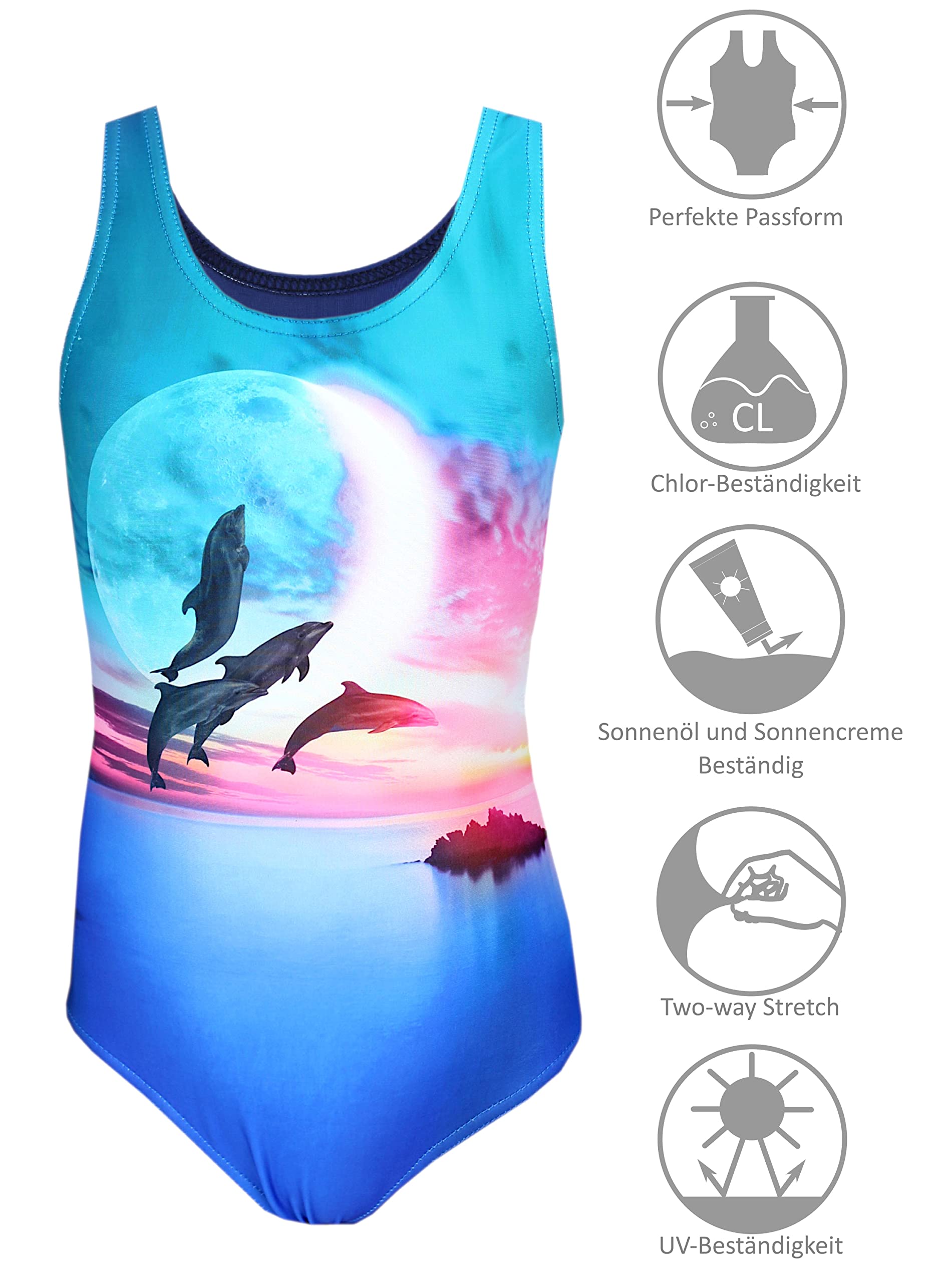 Aquarti Maillot de Bain Une Pièce Fille avec Dos Nageur et Imprimé Tendance