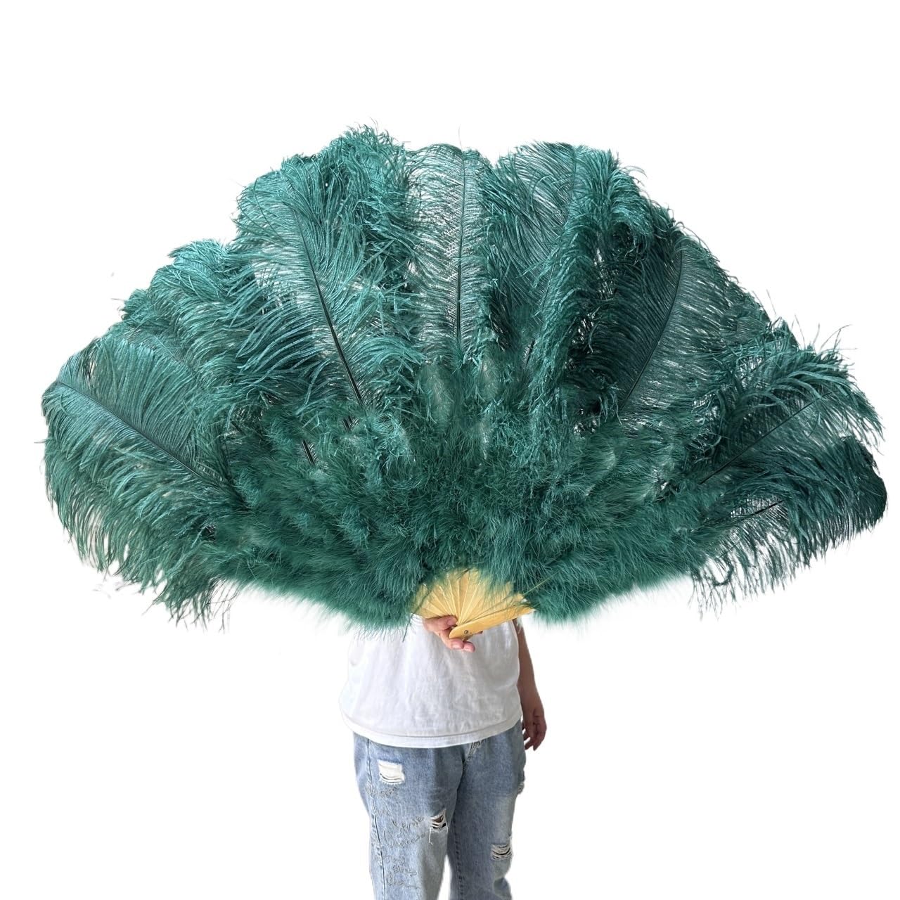CIGPKLO Feather Dance Fan Big Feathers Fan 13Bone 100CM 130CM Hands Held Folding For Party Carnival Dance Performance Decoration
