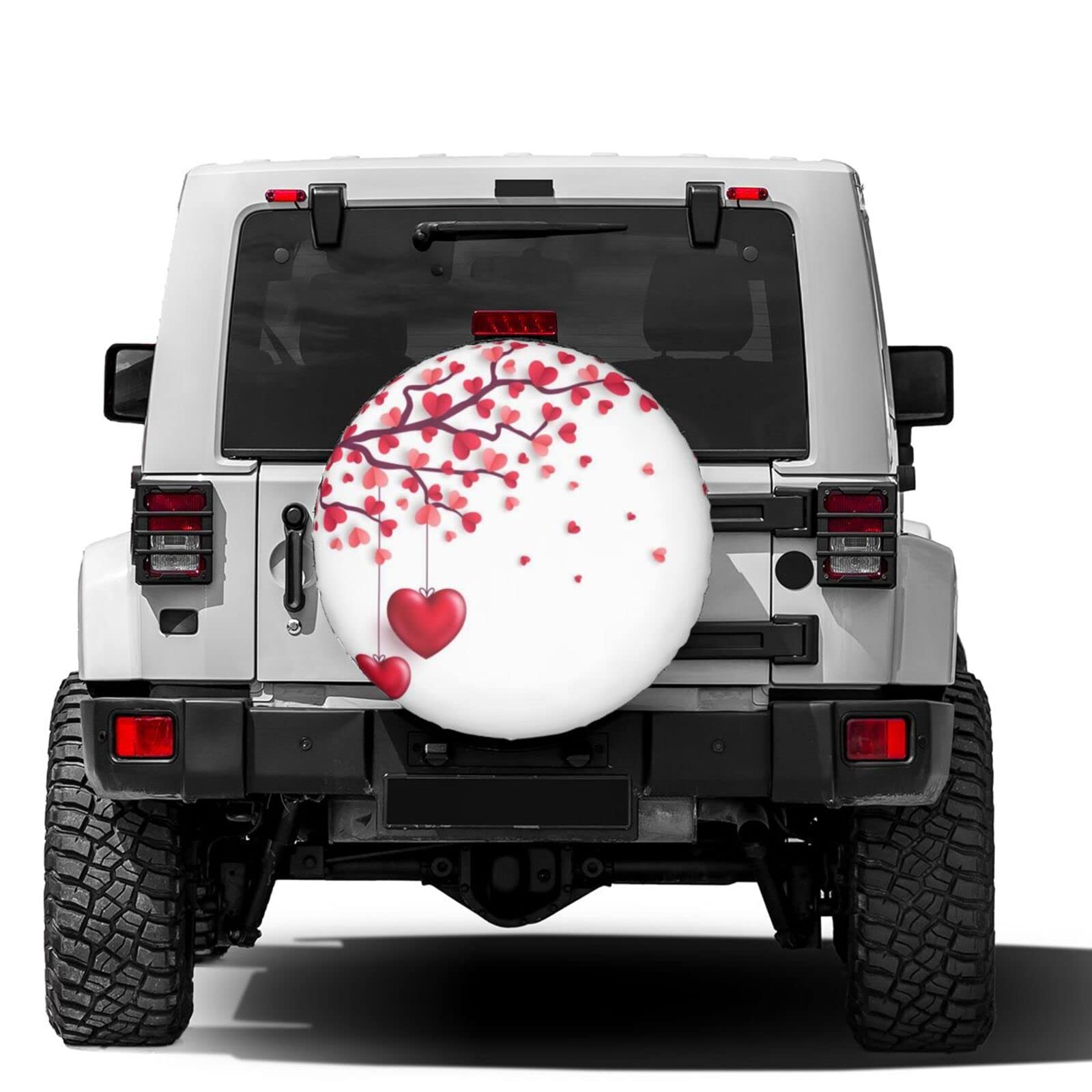 Dujiea Valentines Day Love Heart Trees Spare Tire Cover, Universal Wheel Tire Cover Dust-Proof Tire Protectors for Trailer Rv Van SUV Truck Camper and Many Vehicle 14 15 16 17 Inch
