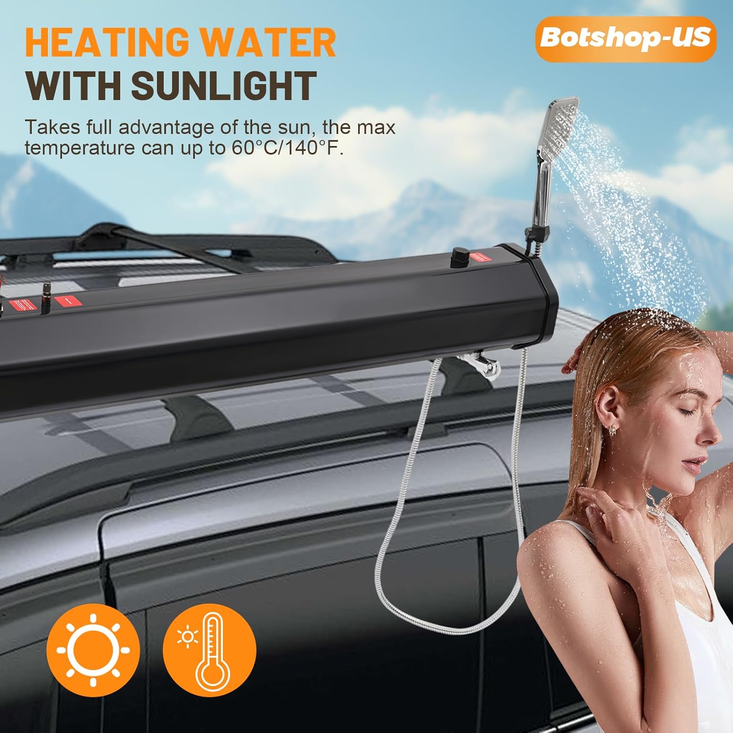 Gdrasuya10 Pressurized Water Tank Camping Shower 4.7 Gallon Off Road Shower Overland Truck Water Tank Portable Water Tank for Vehicles, Car Water Container with Hose, Shower Head, Bag