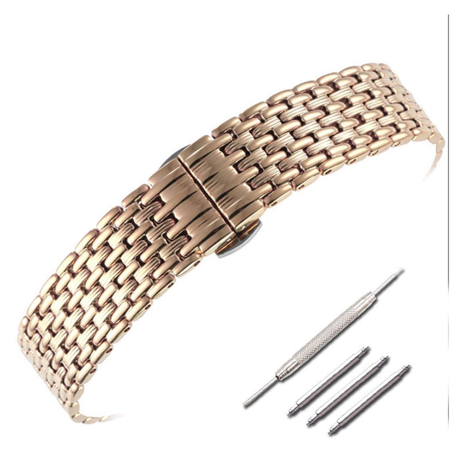 Bracelet de Montre Bracelet en Acier Inoxydable Bracelet à Boucle Papillon Double Bouton pour Femme Bracelet en Acier Inoxydable Montre pour Hommes Accessoires Bracelet