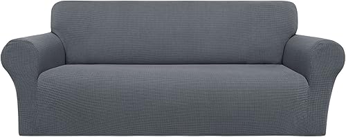 PiccoCasa Funda elástica para sofá con parte inferior elástica funda de sofá de 1 pieza para sofá tela jacquard de elastano a cuadros pequeños