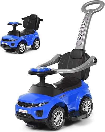 Costzon Cochecito 3 en 1 con bocina, música, luz, almacenamiento debajo del asiento, mango parental, barandillas para reposabrazos, juguete para