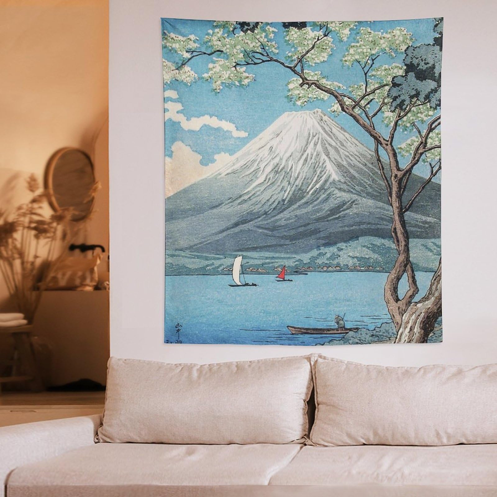 Amazon.co.jp: 富士山の古版画タペストリー 日本のルネサンス美術