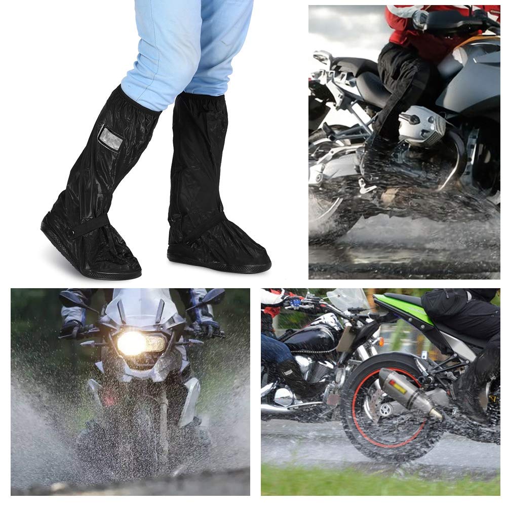 Motocyklowe Pokrowce na Buty Przeciwdeszczowe, Motocykl Hulajnoga Rowerowa Wodoodporna Antypoślizgowa Osłona na Buty na Deszczowy śnieżny Dzień(Czarny S)