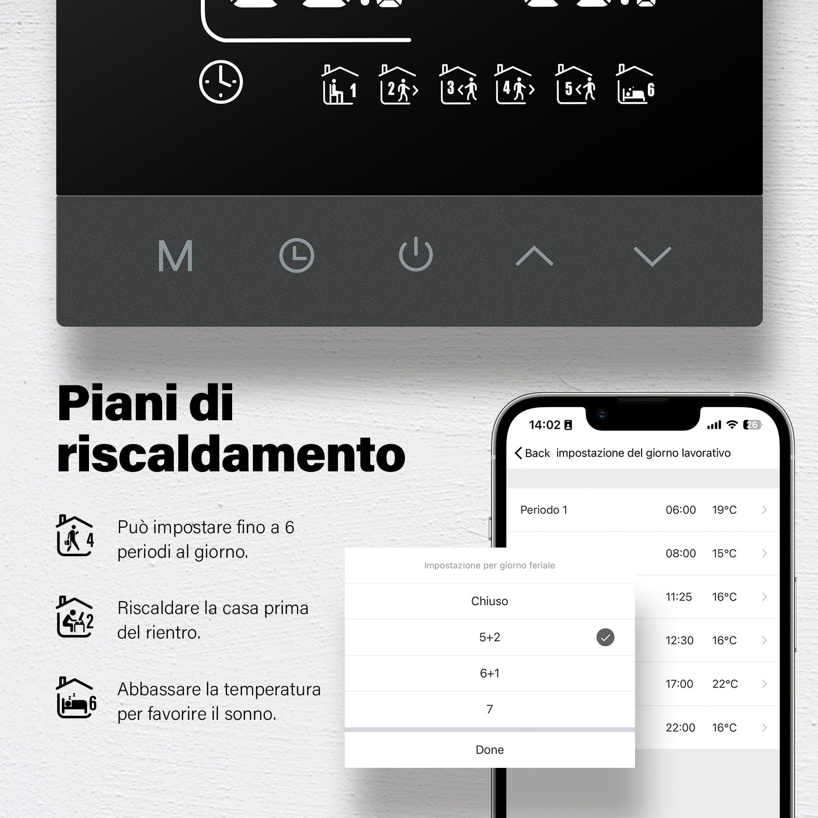 Termostato WiFi per Riscaldamento Elettrico,Tuya Intelligente Termostati Ambiente Programmabile Digitale Touchscreen per Riscaldamento a Pavimento Compatibile con Alexa16A TS4G