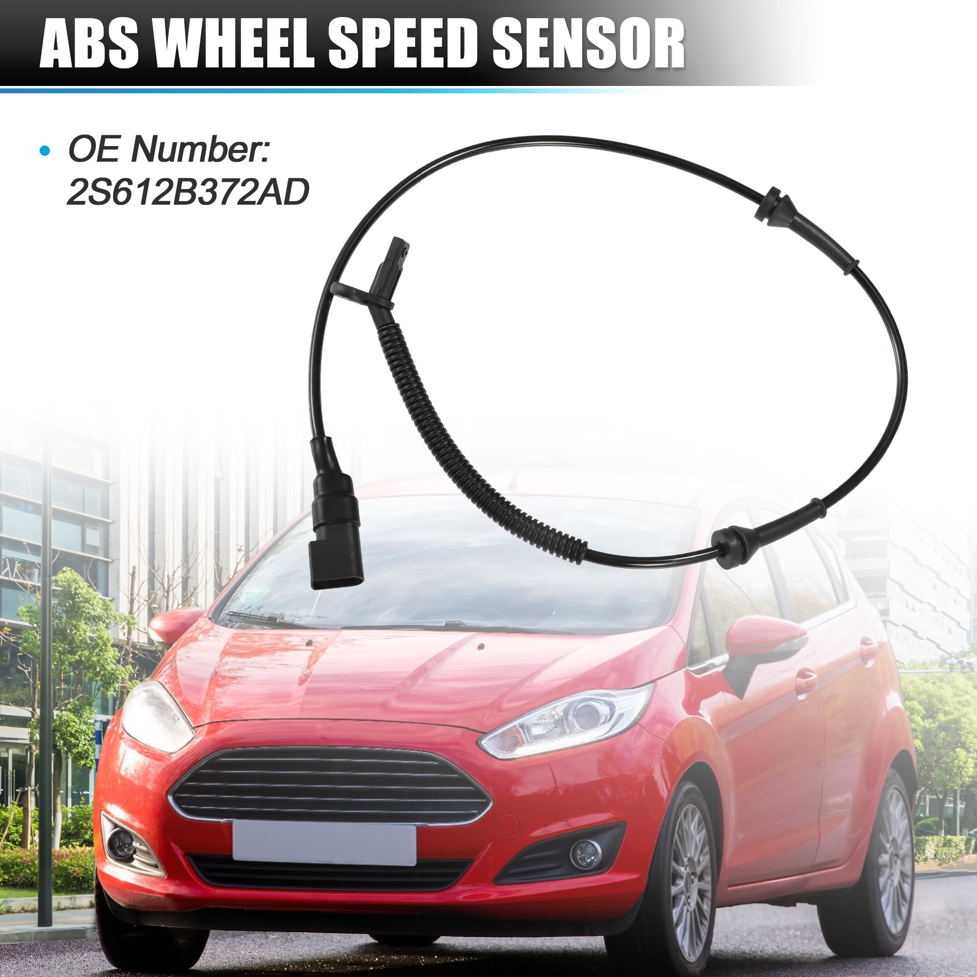 QUARKZMAN Capteur De Vitesse De Roue Abs Pour Ford Fiesta Mk6 02-08 1pc | Noir, ABS, 80.5 Cm, 7.7 Mm, 2 Broches, Avant, OE:2S612B372AD, Pour Ford Fusion 2002-2008, Pour Mazda 2 Mk1 2002-2007