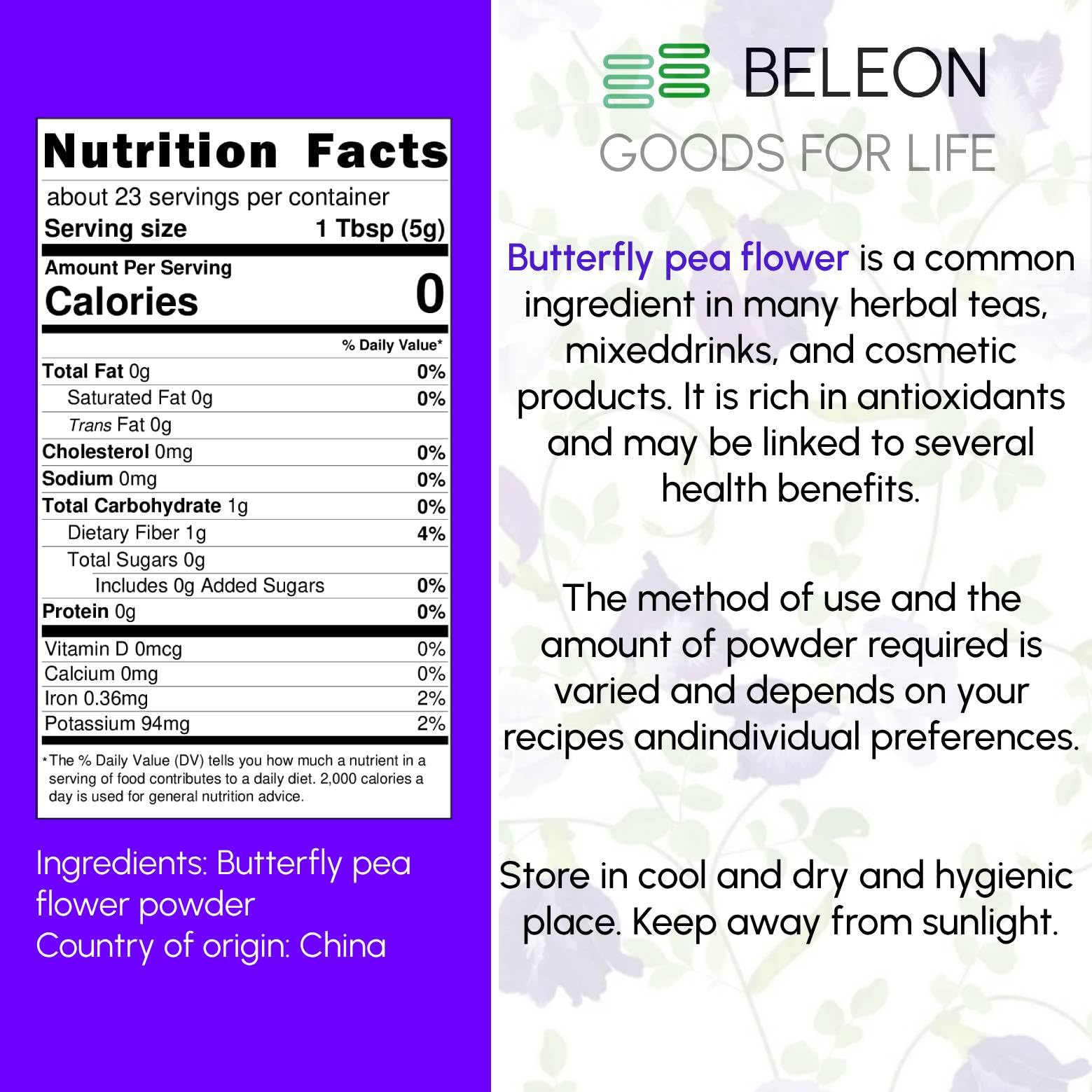 Butterfly Pea Flower Powder 4 oz - Blue Matcha Tea Food Coloring Natural Blue Source for Tea Smoothies — view 5