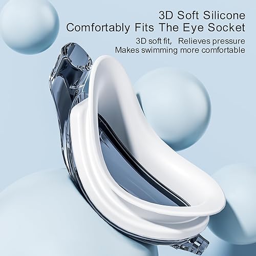 Miniatura 7 de Gafas de natación unisex antivaho para hombres y mujeres, sin fugas, máxima comodidad, doble correa con lente de espejo, gafas de natación para