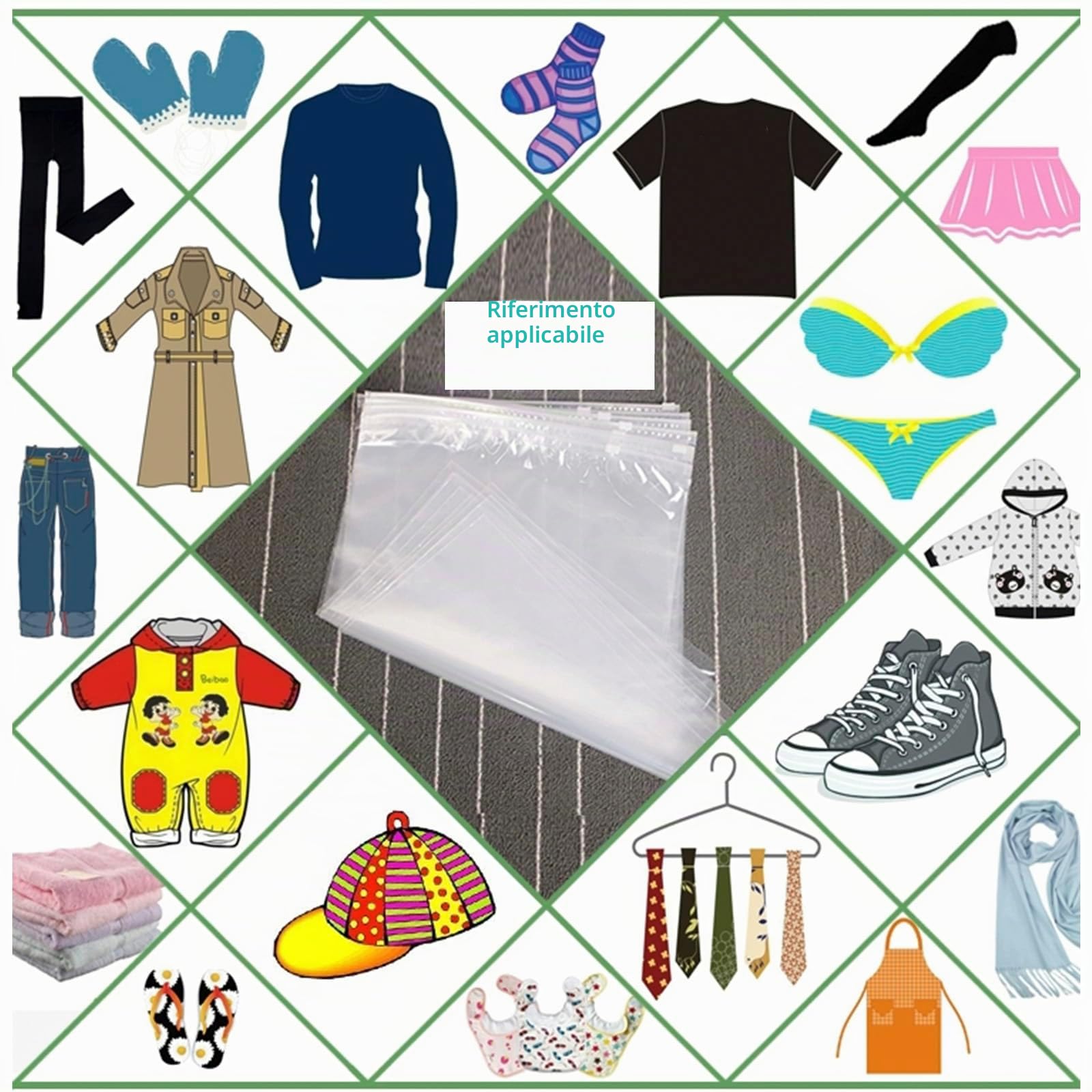 50 Pezzi 30x40cm Sacchetti Vestiti Viaggio con Zip - Sacchetti Viaggio Impermeabili，Multifunzione Organizer Sacchetti,Trasparenti Plastica Richiudibili per Indumenti,Biancheria Intima,Scarpe