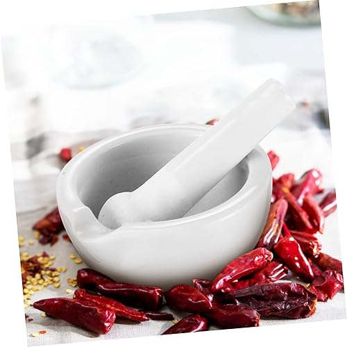 Miniatura 4 de Herramientas de cerámica 2 juegos de molienda juego de tazón molcajete mexicano mortero y mortero condimentos piedra molinillo porcelana pimienta