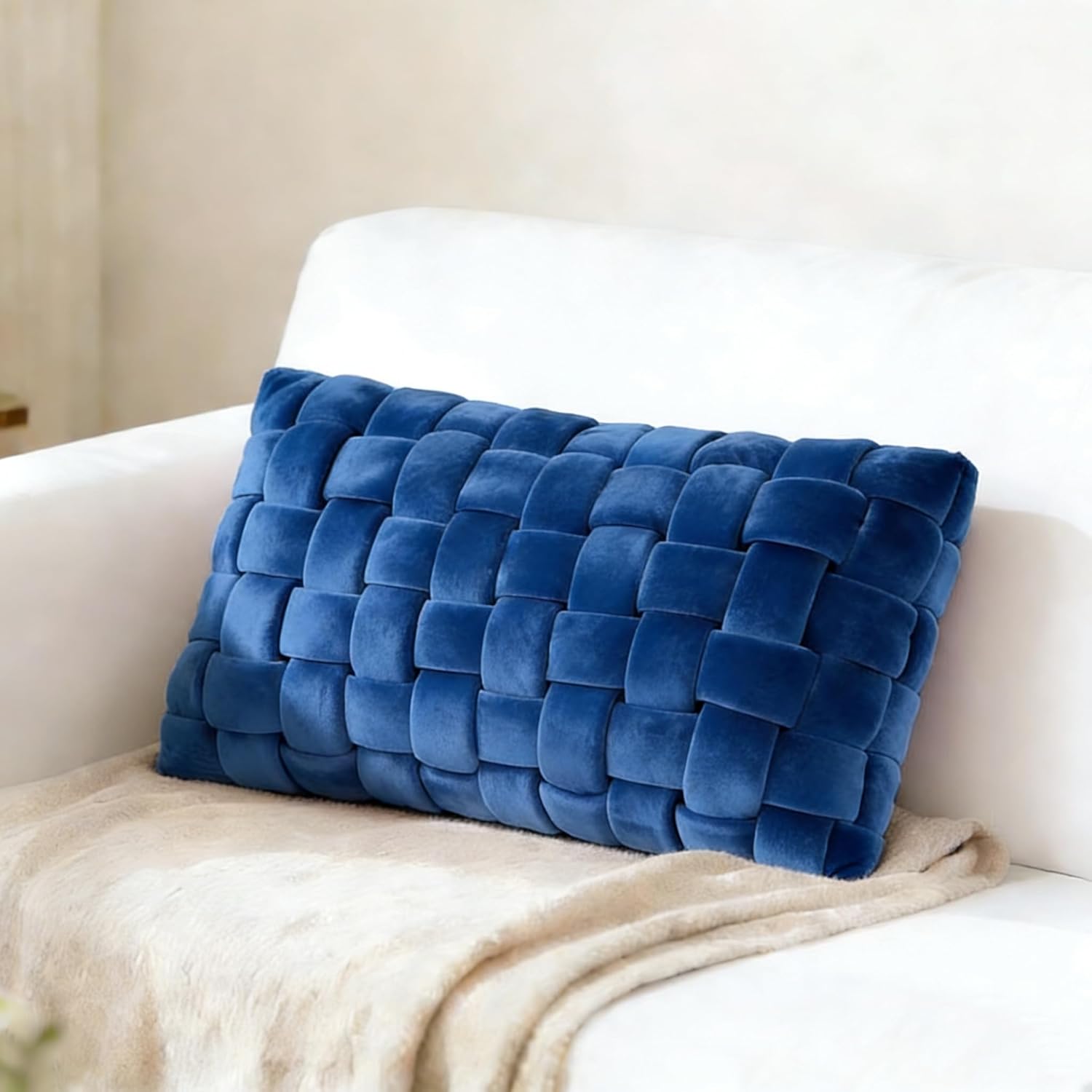 Soft Decorative Throw Pillows - Versatile Knot Pillow & Cute Throw Pillows for Couch, Bed & Living Room, Stylish Set with Comfortable Touch for Home Decor 19.6inches × 11.8inches (Blue)