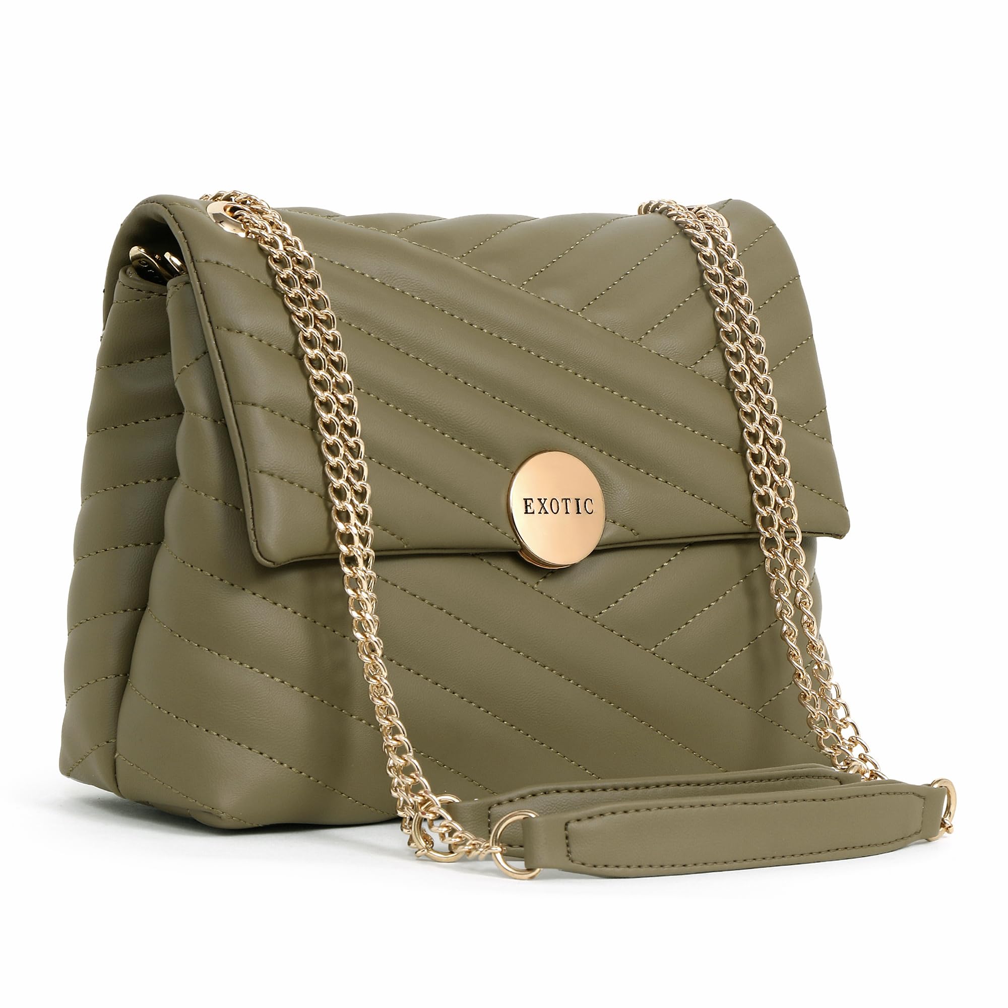 EXOTIC Women stich quilted Women Sling bag Olive (B0CC9KKS7B) Amazon Price History, Amazon Price Tracker