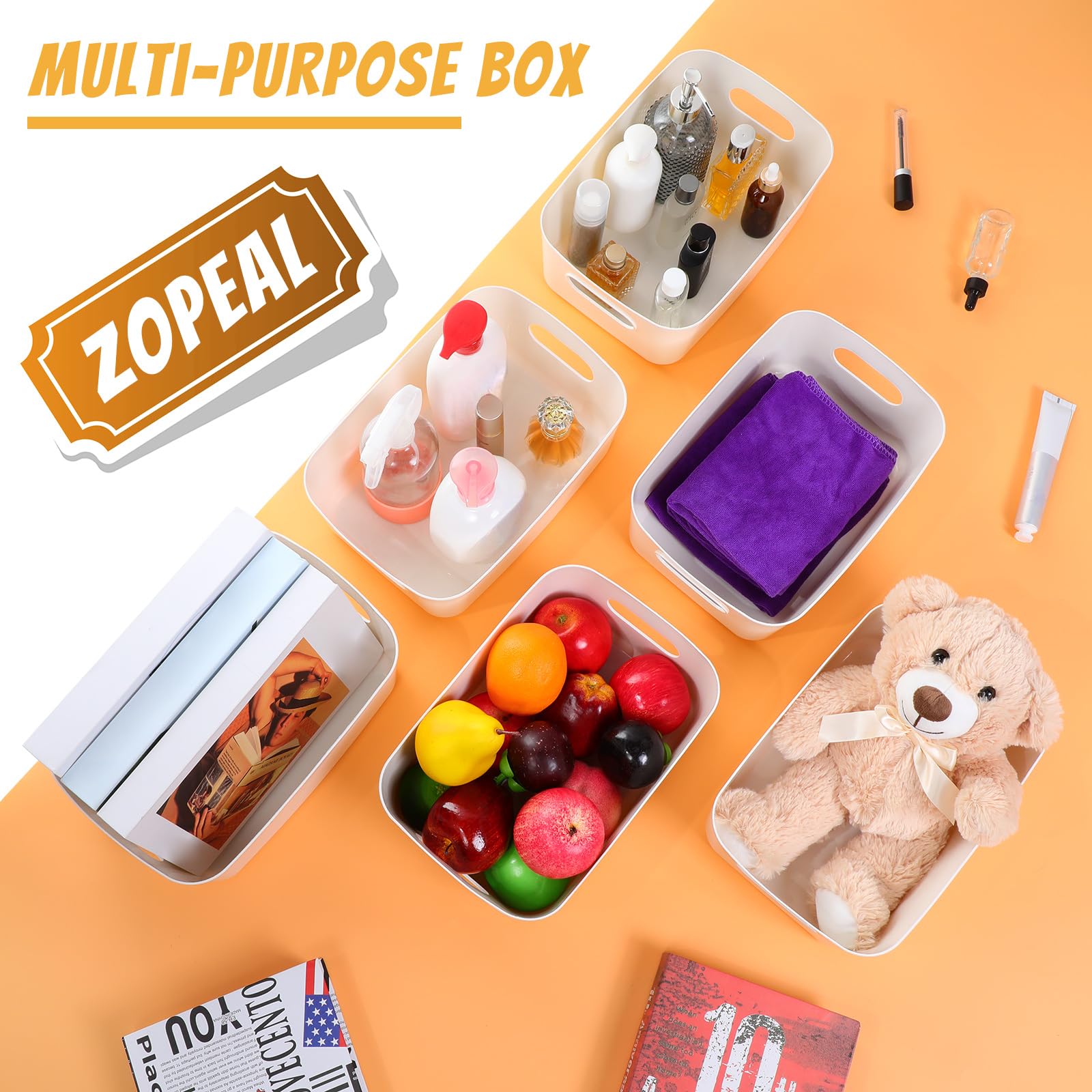 Amazon.com - Zopeal Plastic Storage Bins 10 Pcs White Pantry