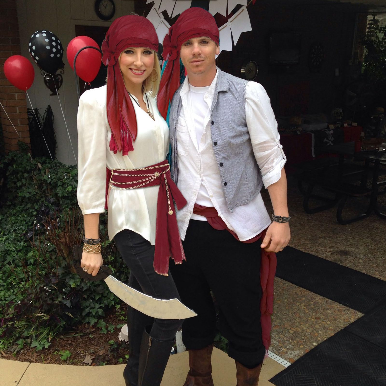 TUONYIS 4 Pcs Pirate Costume Accessories Set, Medieval Women Pirate Fancy Dress Accessories, Bandana and Sash Belt, Bracelet - Image 4