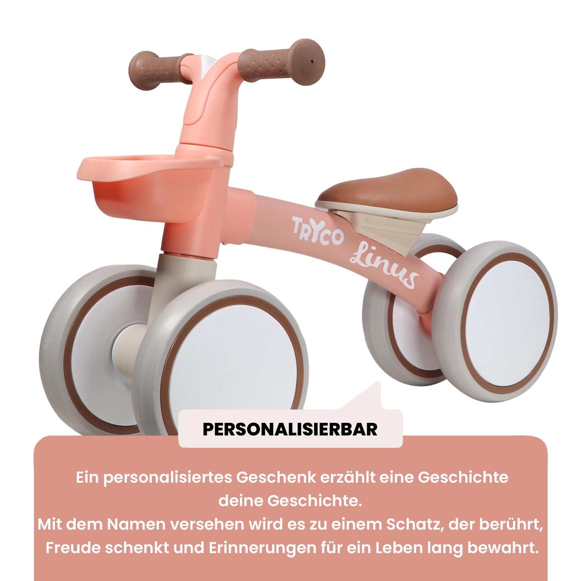 Lauflernrad Tryco First Bike Luna – Personalisierbar mit Namen – Kinderlaufrad aus Holz – Ab 2 Jahren – Balance Bike mit Namen