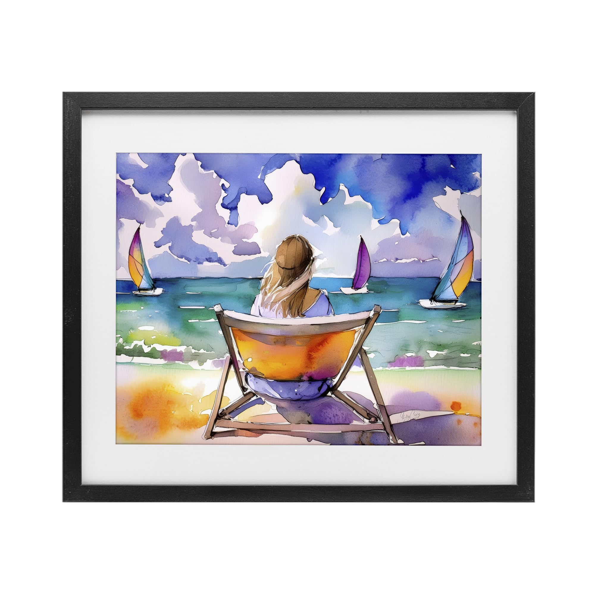 Stupell Industries 'Front Row to Paradise', Framed Print Under Glass, Black, 21 x 17 Inches, Easy to Hang and Sturdy, Made in USA, by Shelly Craig