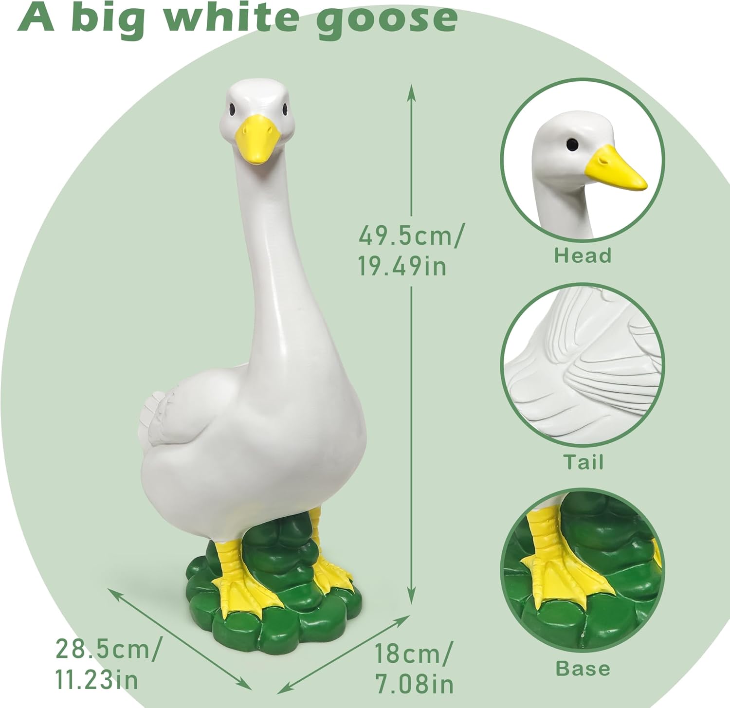 Porch Goose Garden Decor Statues - Large White Yard Goose Statue Resin Duck Sculpture 20" High Lawn Goose Front Porch Goode Home Decorations Housewarming Birthday Gifts for Mom Women - Image 2