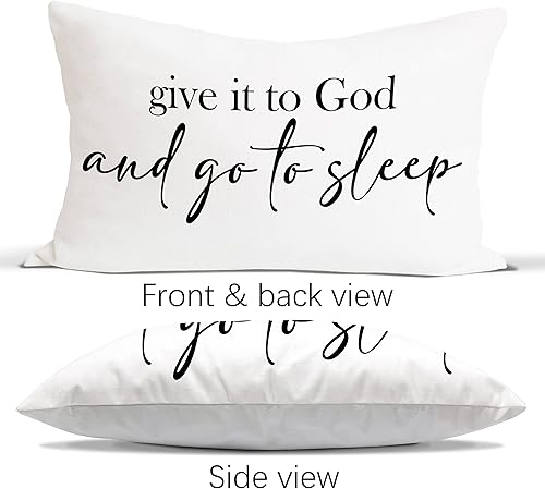 Miniatura 3 de Rusenbao Fundas de almohada con texto en inglés "Give it to God and Go to Sleep", fundas de almohada decorativas para cama, funda de almohada de 12