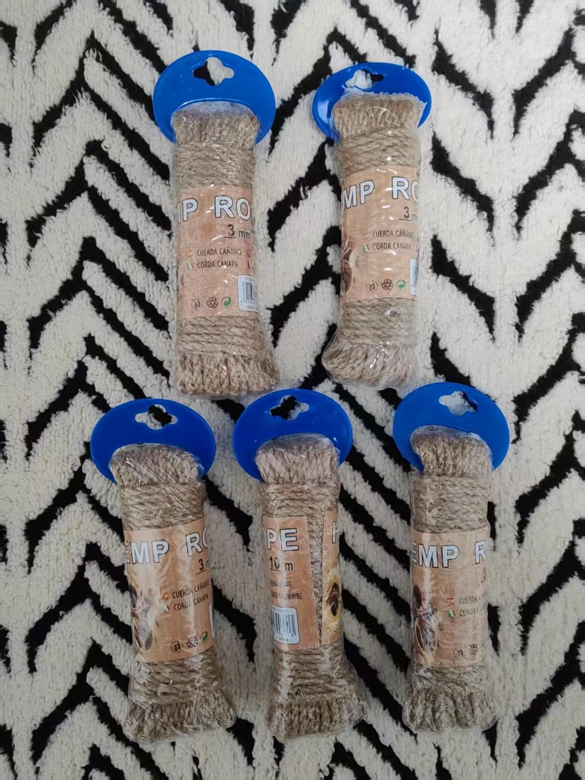 Hemp Rope, 3mm & 32.8 * 5 Feet (Total 164 Feet & Each Pack Contains 5 Ropes) & Brown & Independent Packaging Rope for Gardening, Crafting, Packing,