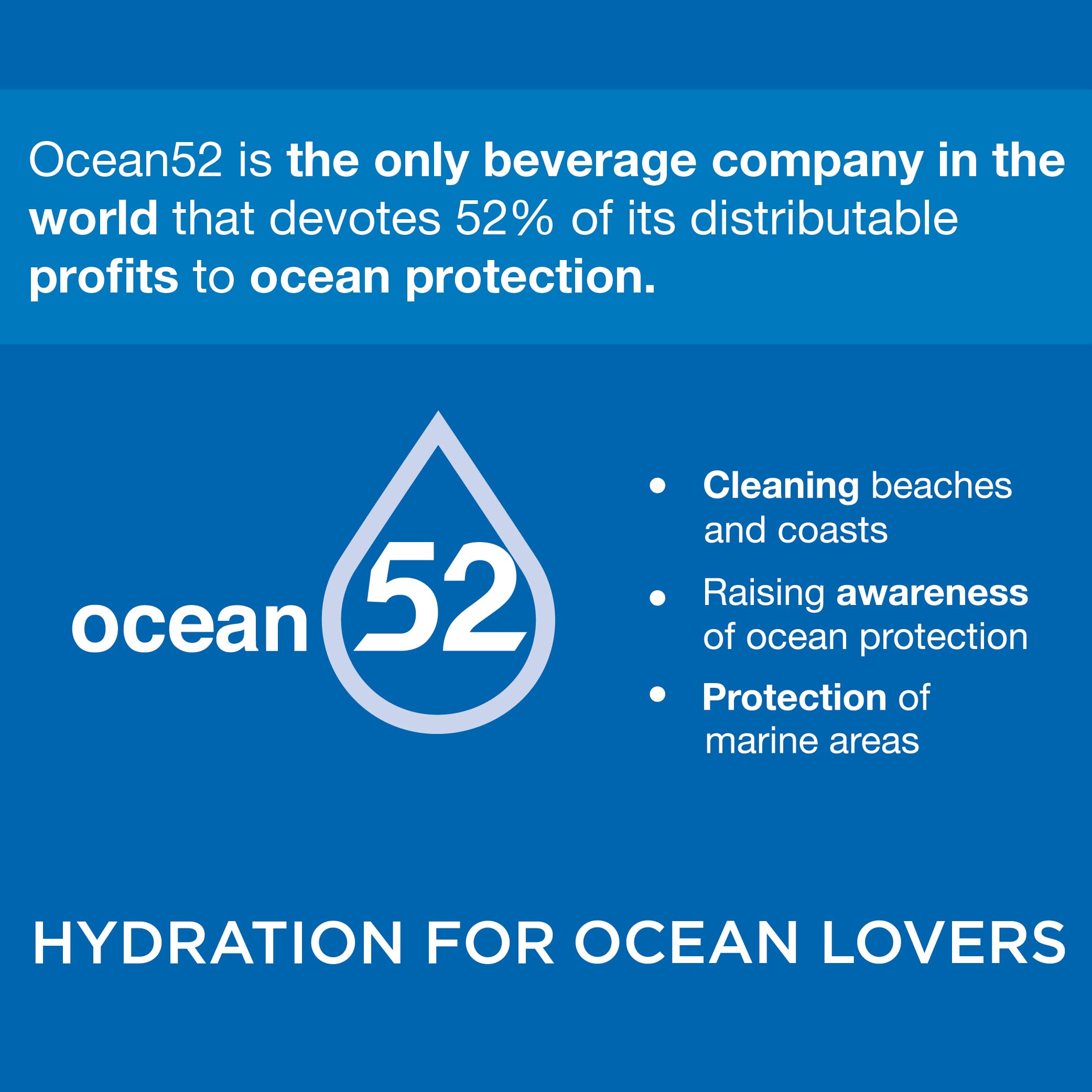 Agua con gas en Botella No Plastic Water de Ocean52. Agua Mineral con gas - Pack 12 unidades x 50cl. Agua con gas en pack de 12 botellas reutilizables de 50cl.