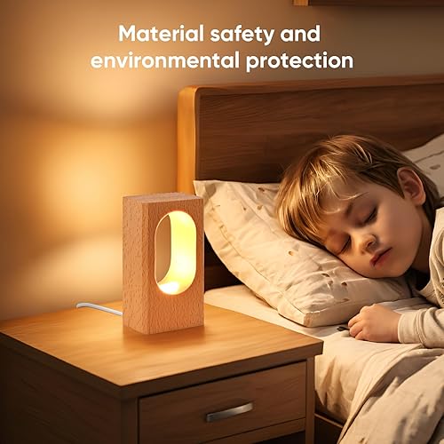 Miniatura 7 de Lámpara de escritorio LED de madera, luz nocturna de noche de noche, iluminación LED regulable, lámpara de mesa creativa para decoración del hogar,