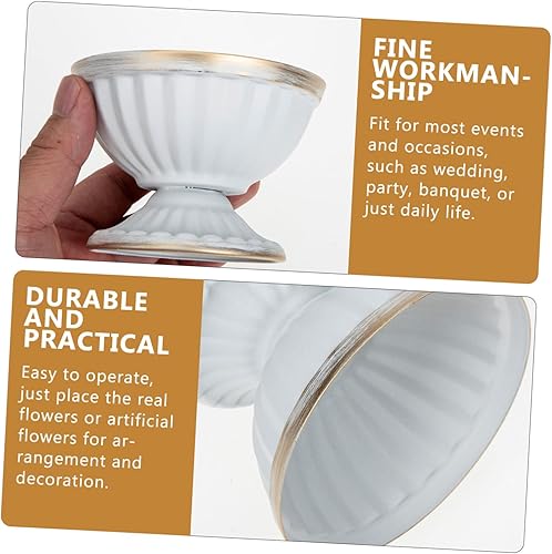 Miniatura 6 de VOSAREA Maceta de boda Jarrón de flores secas, mini soporte de flores doradas, maceta flotante, jarrón de flores galvanizado, contenedor de flores