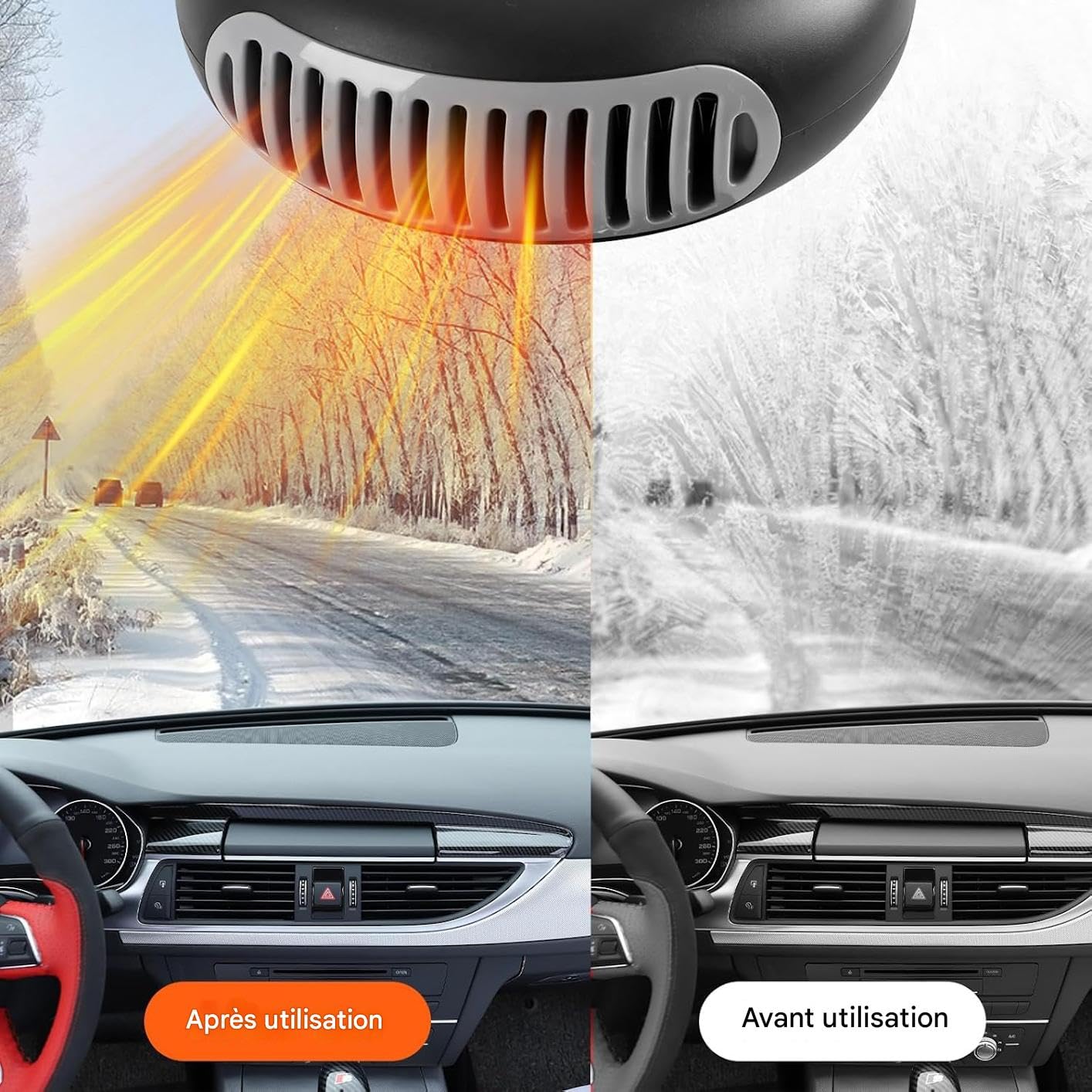 Chauffage A Batterie,Chauffages Voiture Portable Sans Fil, Chauffage Sur Batterie Rechargeable, Dégivrage&Désembueur, 2 Vitesses De Température (2 batteries,64V)