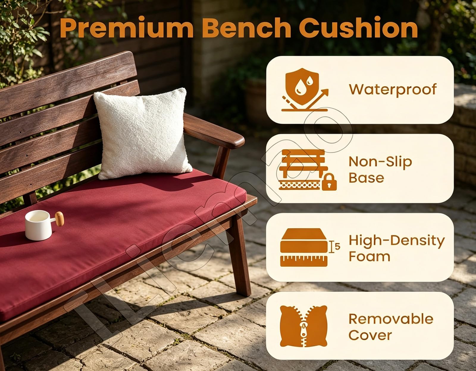 Sitzkissen für Outdoor Schaukel Schaukelstuhl, Sitzkissen Outdoor Bankauflage Gartenkissen, Wasserfest 80%, 5cm Dick, Nach Maß Waschbares Bankkissen für Gartenmöbel(Grau,220x50 cm 87x20 in)
