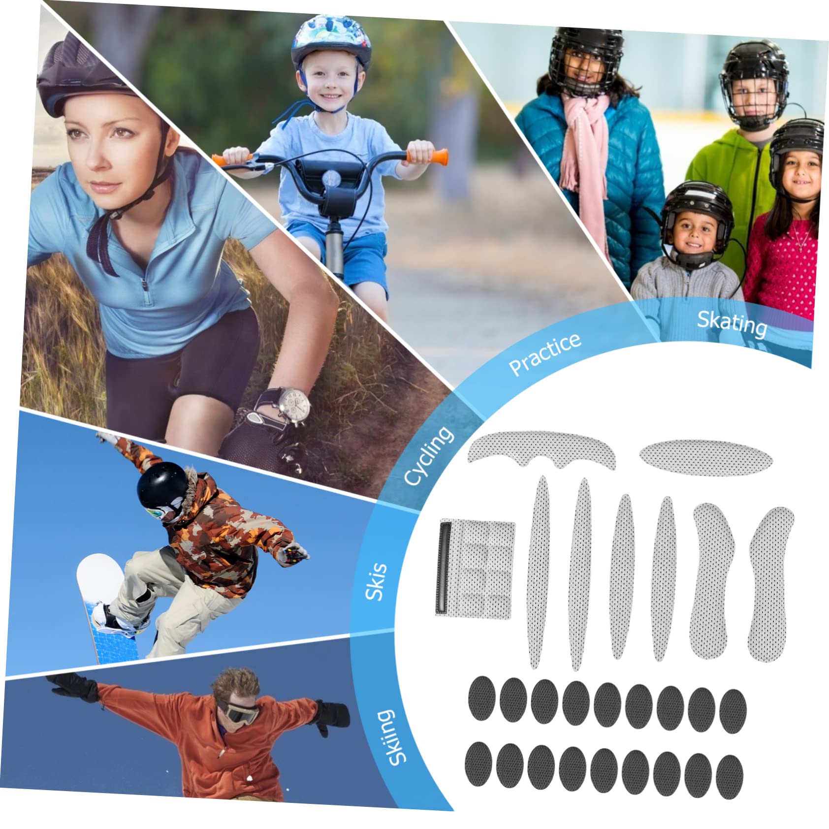 Unomor 2 Sets Breathable Cushion Pads Motorcycle Head Lining for Sweat Absorption Vibration Prevention Heat Insulation Slip Design Durable Material for Long Lasting Use