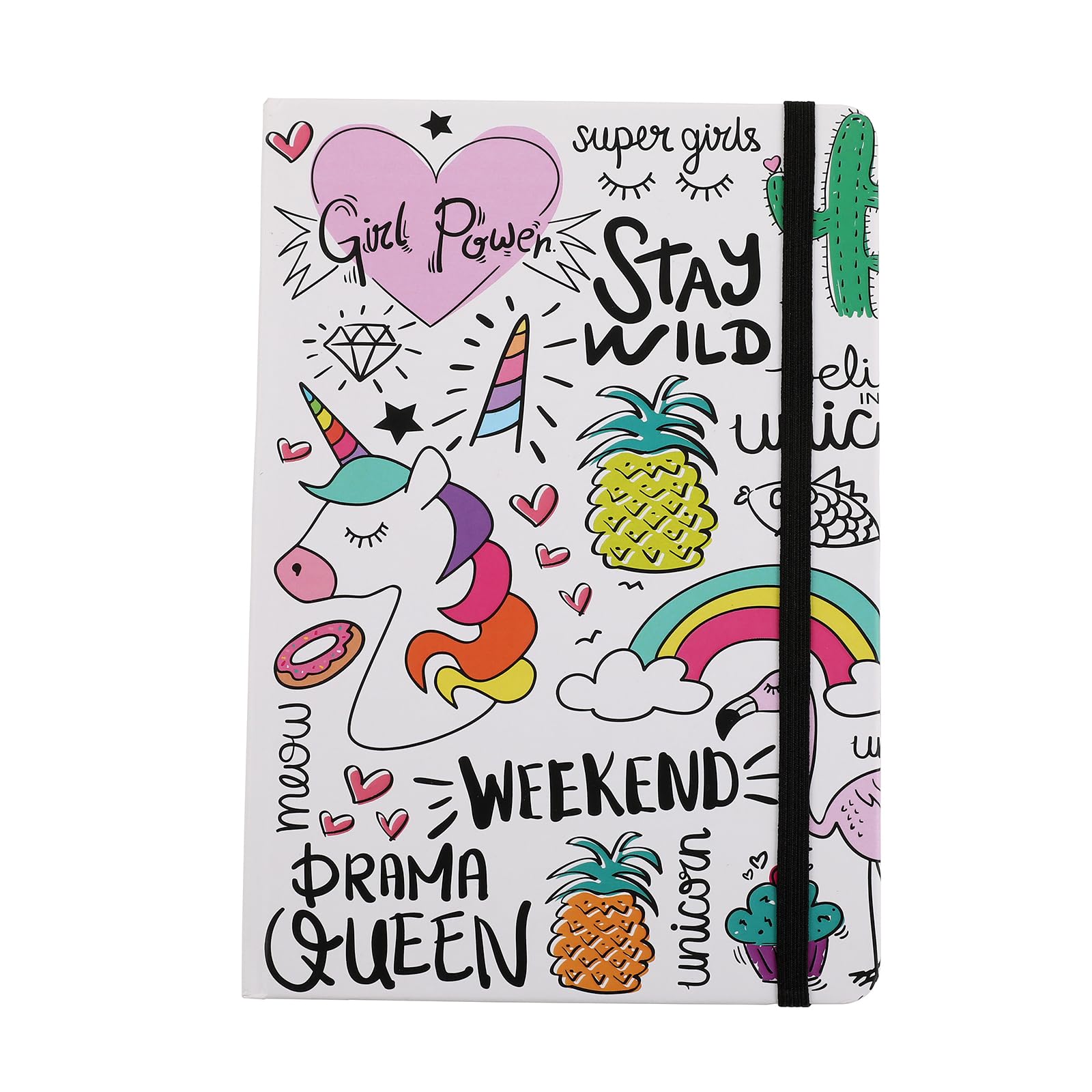 I-TOTAL - XL1840 - Funny Notebook A5 / with Elastic Closure Bookmark UNICORN