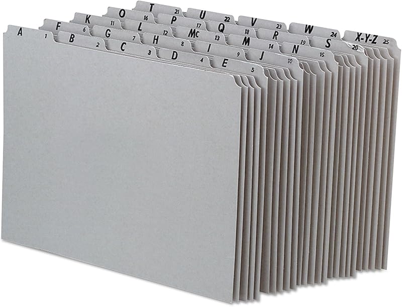 Pendaflex A-Z Top Tab cartón prensado gris reciclado guías de archivo de 1/5 pestañas, carta, 25/juego (PN925)