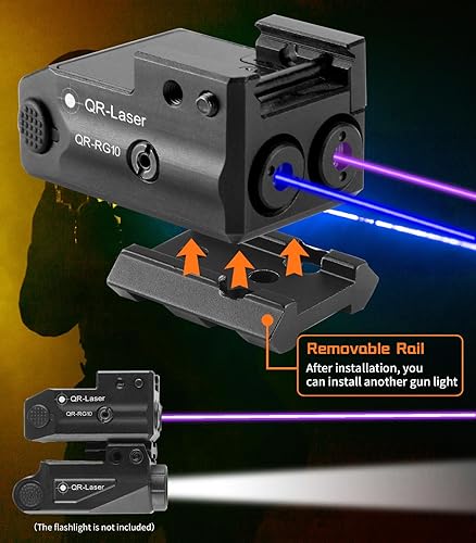 Miniatura 4 de Combo de luz láser rojo, verde, morado, azul, 800 lúmenes, linterna táctica láser, batería recargable USB integrada, luz LED táctica compacta