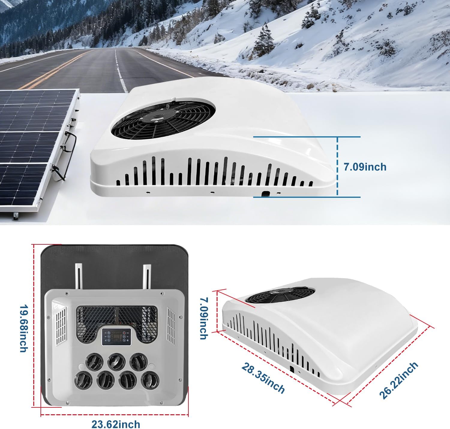9000BTU 12V Air Conditioner, aspligo rv air conditioner 12 Volt Thin Electric Quiet A/C unit ，Parking Air Conditioning for RV Motorhome Camper Van Truck Boat Fast Cooling Scroll Compressor