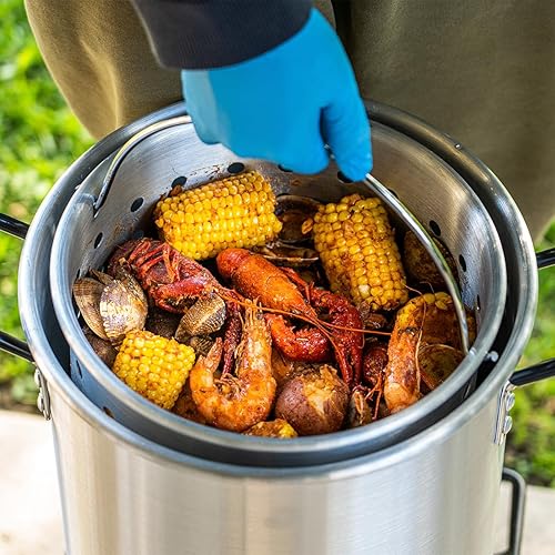 Miniatura 4 de Barton Juego completo de freidora de propano de 30 cuartos de galón de pavo y 10 cuartos de galón, freidora de pescado, quemador de 37,000 BTU,