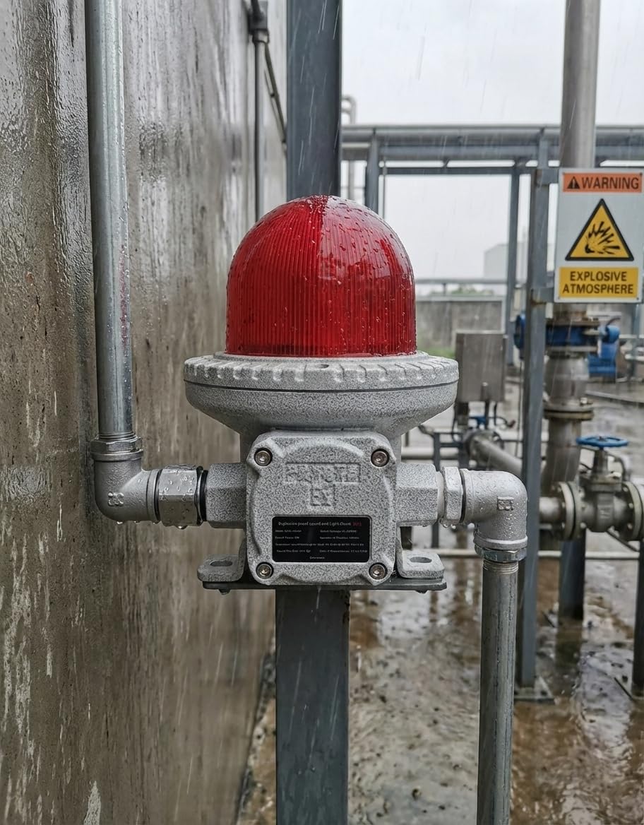 Las luces de advertencia a prueba de explosiones 120 dB 180 dB CC 24 V se pueden utilizar en zonas peligrosas como gasolineras, estaciones de aceite, luz de alarma a prueba de explosiones
